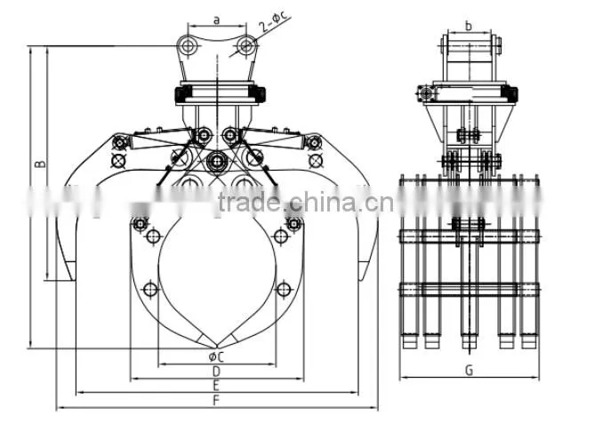 excavator hydraulic rotary timber grapple