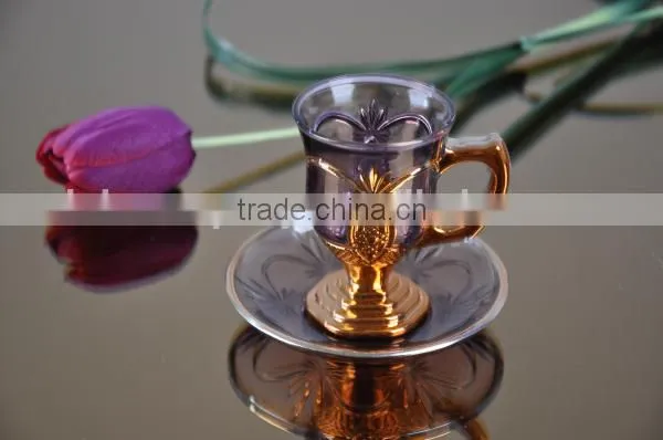 Cut glass cup and saucer set