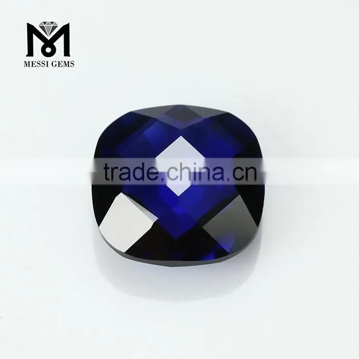 Double Briolette Faceted Gemstone 34# Sapphire Cushion 12x12 Synthetic Corundum