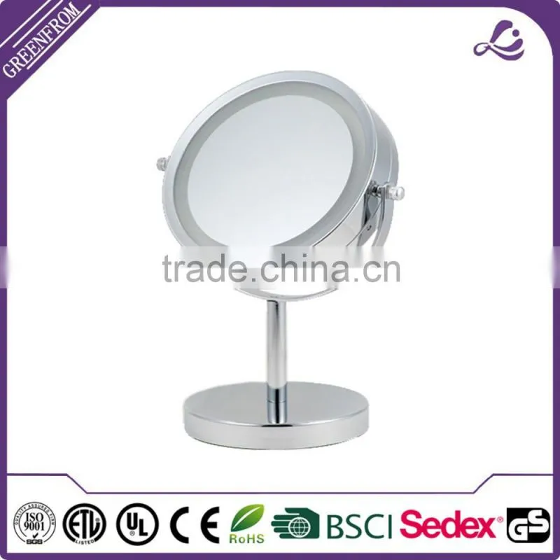 6 inch lighted table makeup mirror in round shape