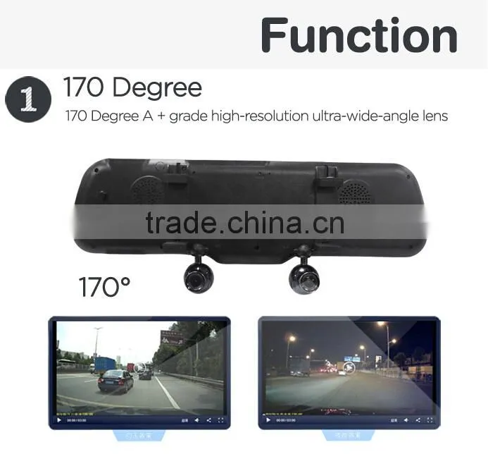 Bluetooth dual camera mirror car dash cam