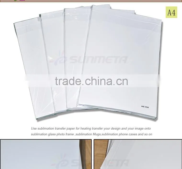 2015 factory directly heat press A4 sublimation paper