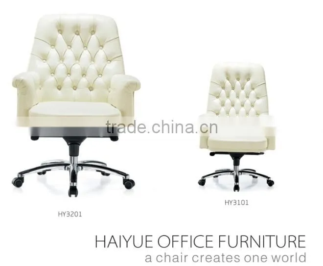 2014 Hot selling modern chair, luxury White leather boss office chair furniture