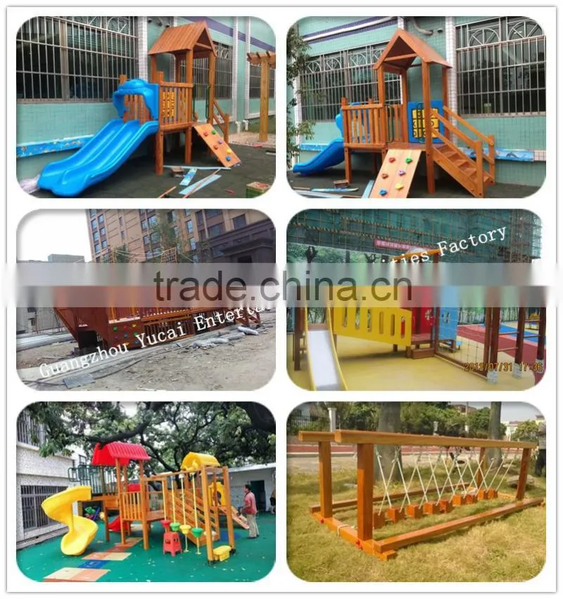 new design children wooden outdoor kids slides playground equipment
