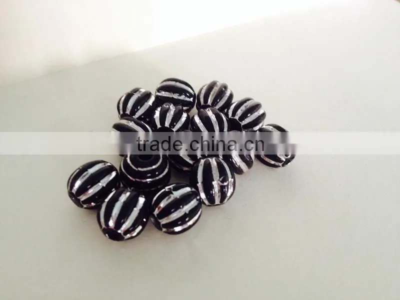 Popular Cheap Black & White Colour Stripe Resin Bead Wholesale Bead For Spring Beaded Necklace Jewelry