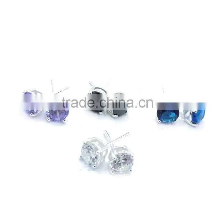 hot sell simple one stone earring stud earring with high quality CZ