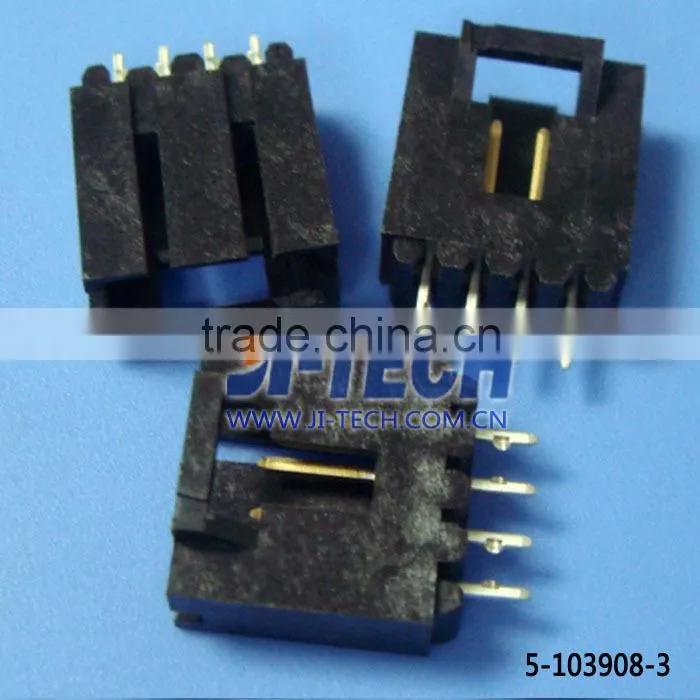 2.54mm vtertical pcb mounting orientation wire to board shrouded header connector TE 4 pin plug connector tyco 5-103908-3