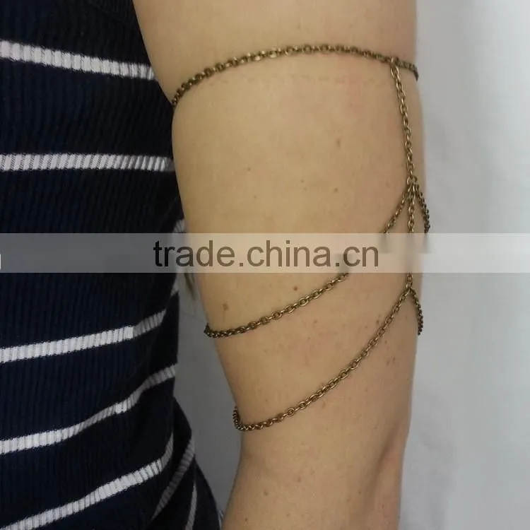 Fashion gold tassels three layers arm chain