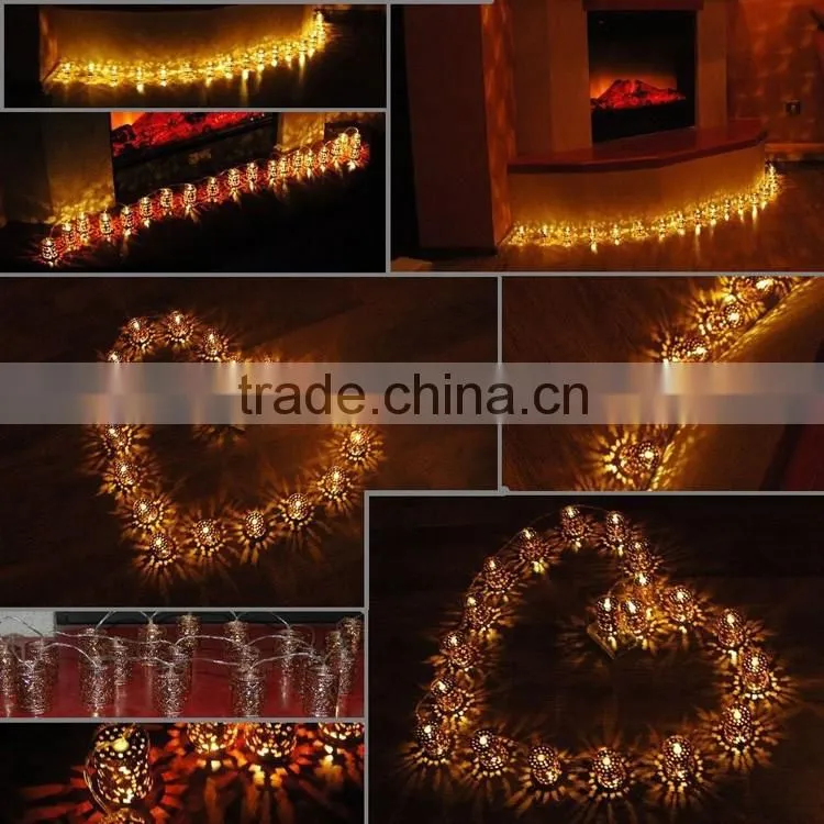 10 LED Warm White Retro Vintage Metal Lantern Lamp Solar Fairy String