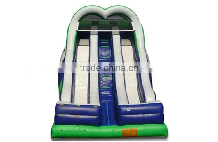 Jumpfun blue and green and white double drop fall inflatable water slide