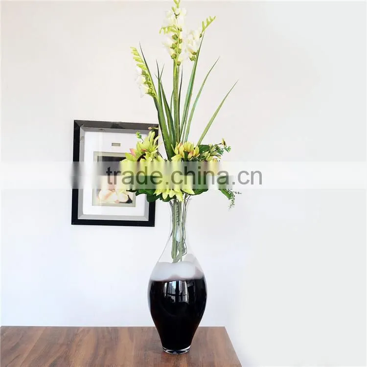 Wholesale high-grade transparent artificial blown clear glass vase for wedding