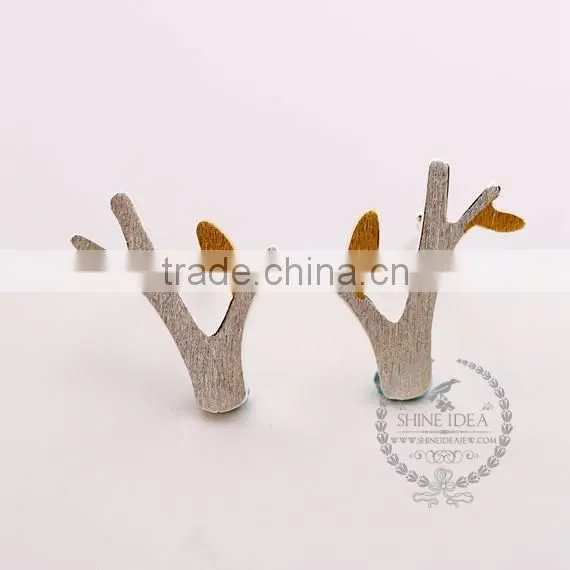 925 sterling solid silver tree plant mix color branch leaf earring stud fashion women earrings 6730610