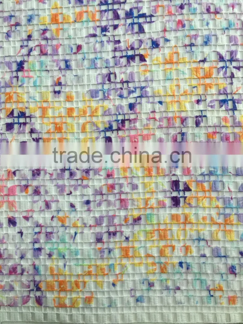 Fashion design chemical lace fabric and beautiful color printing and dyeing