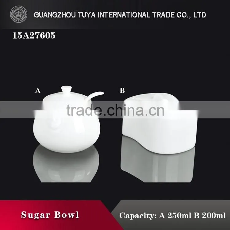 Factory promotion custom ceramic sugar bowl with spoon
