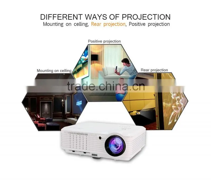 LED LCD Projector Full HD Support 1080P 4500 Lumens 1280x800 Native with Speakers