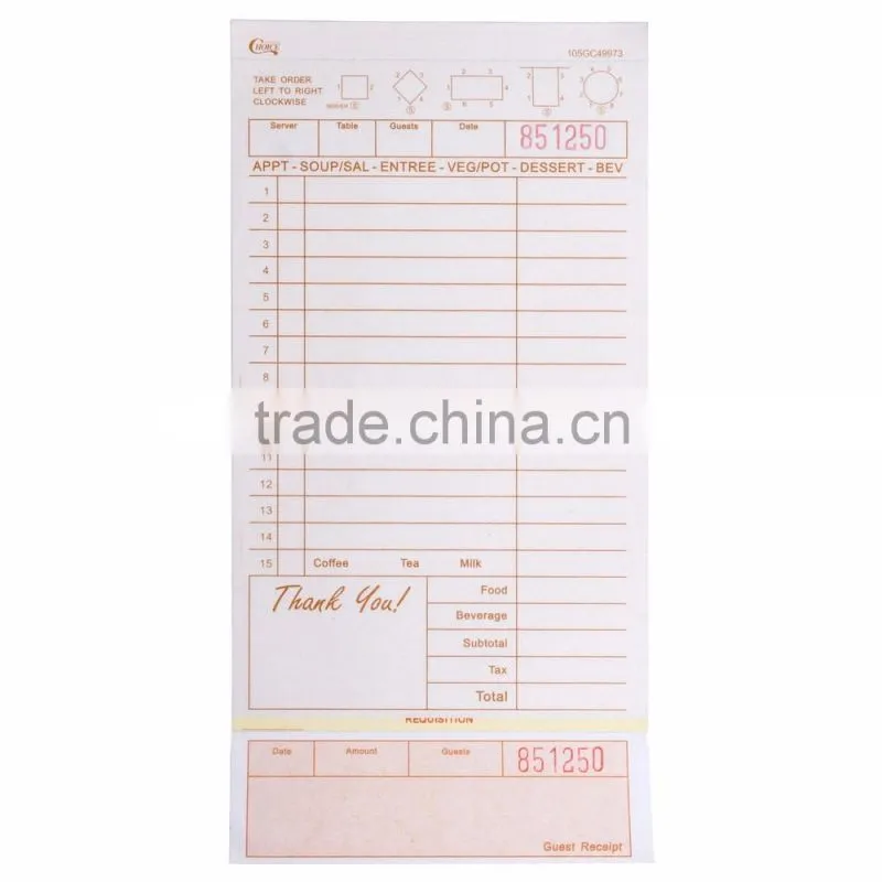 Bulk Custom Made USA Restaurant Bar Coffee Dining Guest Checks (XJJD42-3)