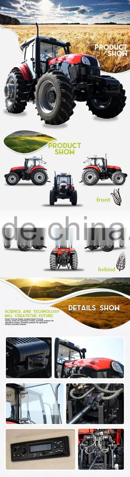 130HP 4WD Farm Tractors and farm machineary