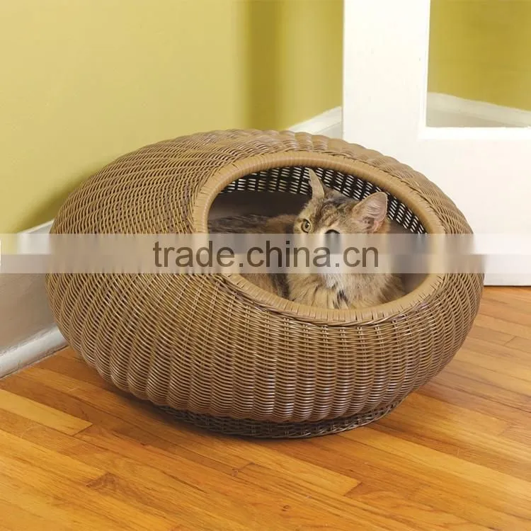 Luxury cat product wholesale wicker hand woven house for cats