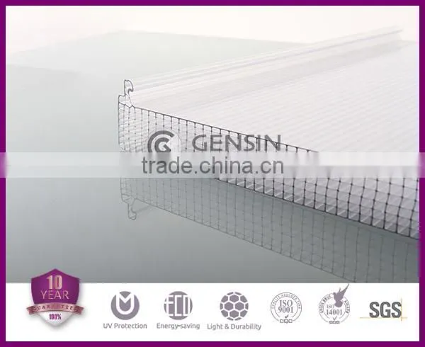 U Shaped Mutiwall Hollow Polycarbonate Sheets 8-wall Layers 16-20-25-30mm thickness For Roofing Skylight