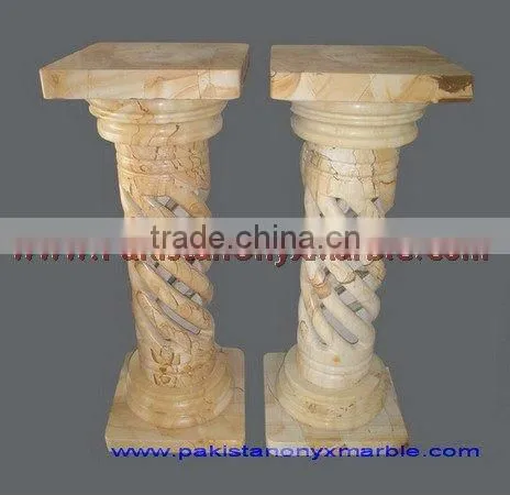 BEAUTIFUL TEAKWOOD MARBLE PEDESTALS