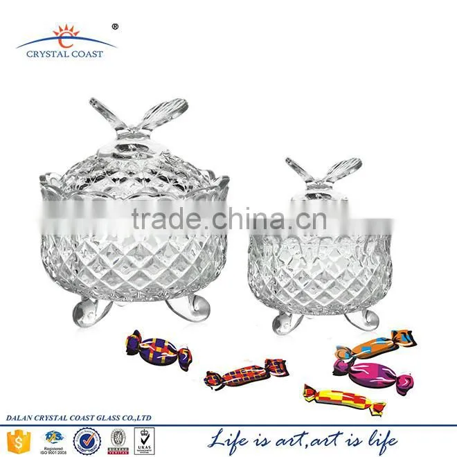 wholesale unique Butterfly shaped empty buffet fancy wedding clear candy glass jar