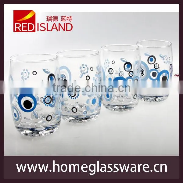 Classic Healthy Glass Drinking Tumbler,Blue ocean style Printing Energetic Glass Cup