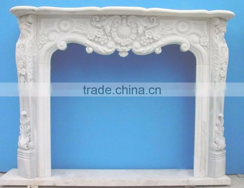 European style hand carving natural stone fireplace mantel