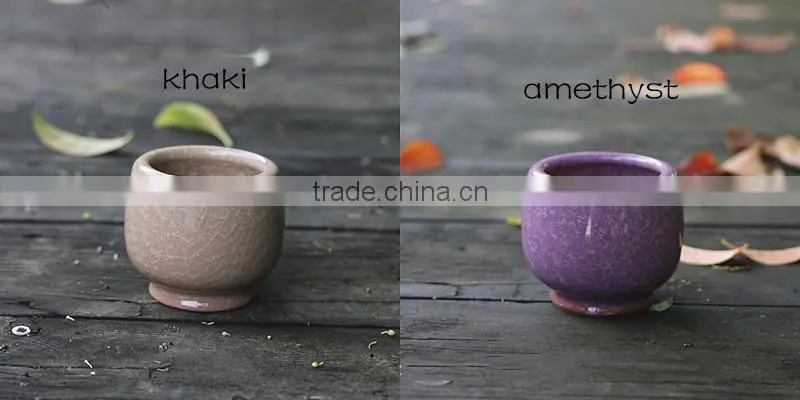 Whosale colorful mini cracked ceramic flower pots with hole