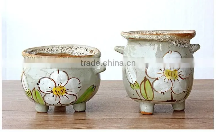 Attractive hand-painted cartoon ceramic flower pot