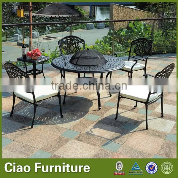 Bronze bbq roast table and chairs garden aluminium furniture