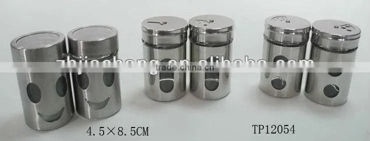 mini cylinder glass spice shaker with metal coating
