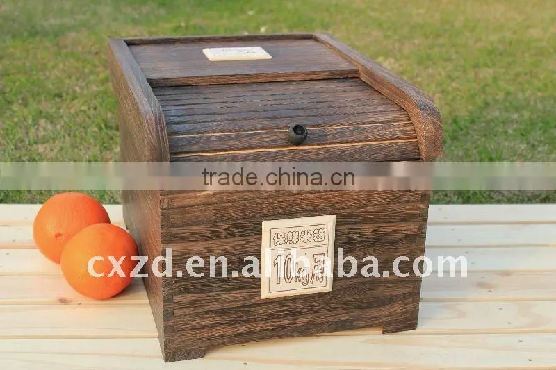 Carbonation of restoring ancient style wood recycle kitchen rice square kitchen bin