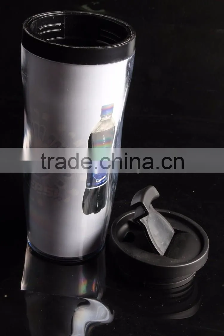 12oz plastic sports travel mug with screwed lid