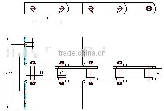 Feed Mill food large size scraper conveyor roller chain TGSS