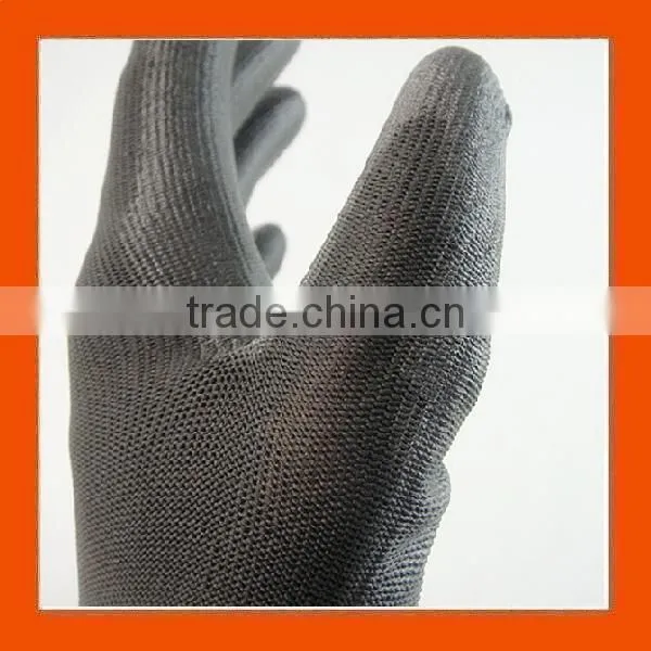 Black Polyurethane Palm Coated Gloves