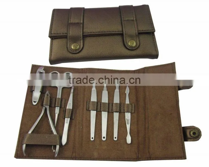Elegant Design Press Button Pouch 8pcs Nail Manicure Set