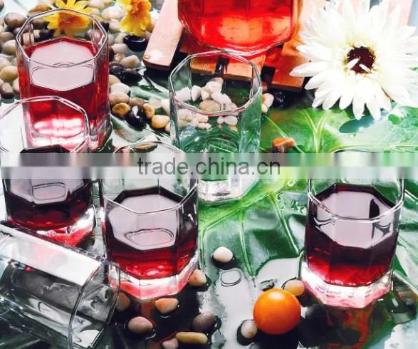 Clear High Ball Glass Cup, Octagon Glass Cup