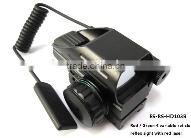 Erains TAC Optics Tactical Reflex Sight with 4 variable red dot reticles scope with red laser sight attached