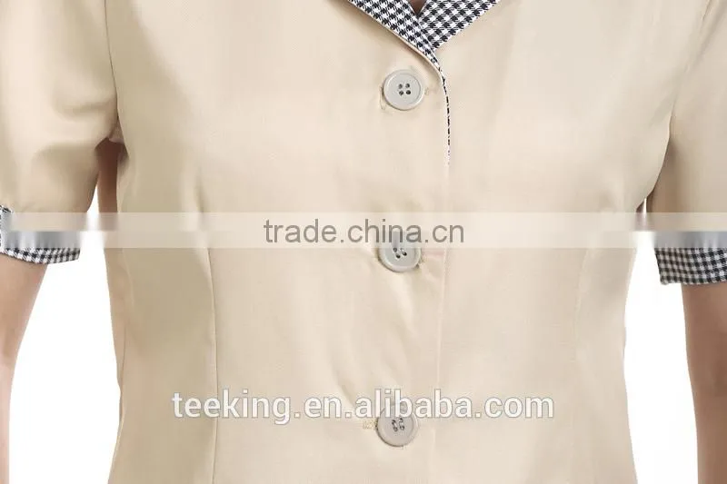 Classic design hotel housekeeping uniform for women