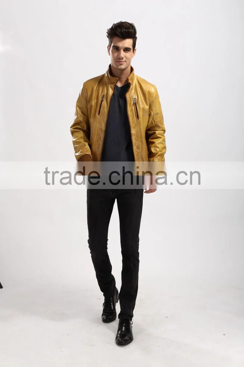 2015 New Style Motorcycle Leather Jacket Men Wholesale
