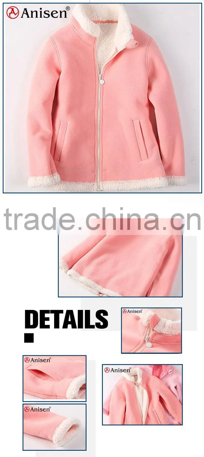 wholesale price pink fleece sherpa lining kids jacket