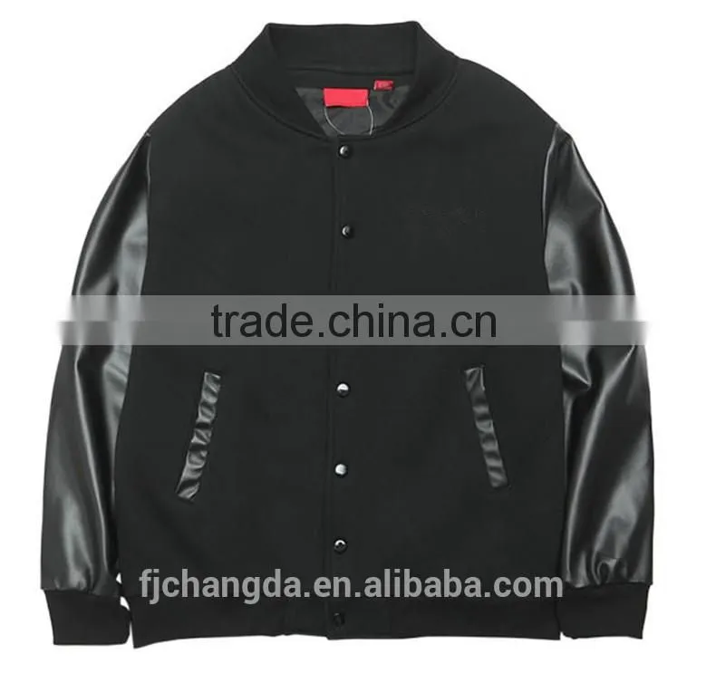 Plus size baseball jacket custom with leather sleeve