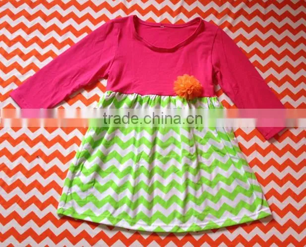 cheap kids clothes china Minnie Dress Pink Polka dots, White and Black with Applique cute custom boutique style cotton dress