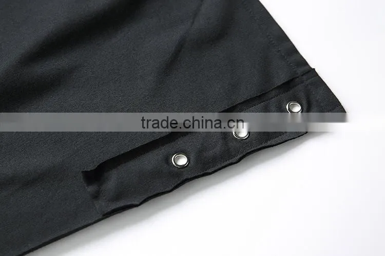 Men Black zipper o ring Hip hop t shirt with hood