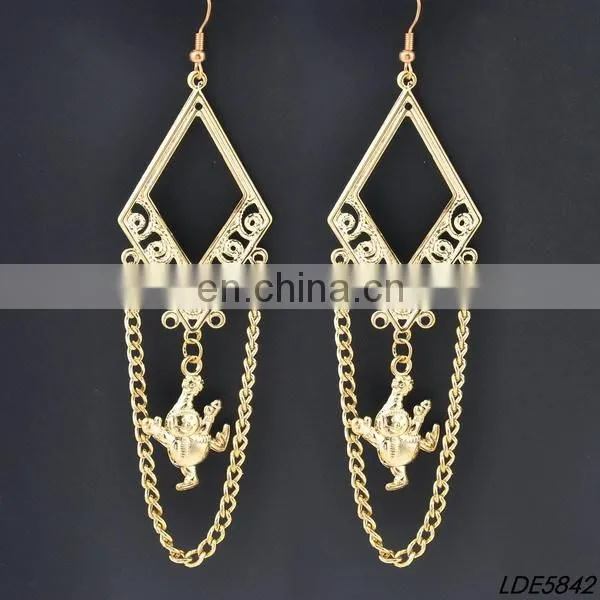 gold statement fringe earring