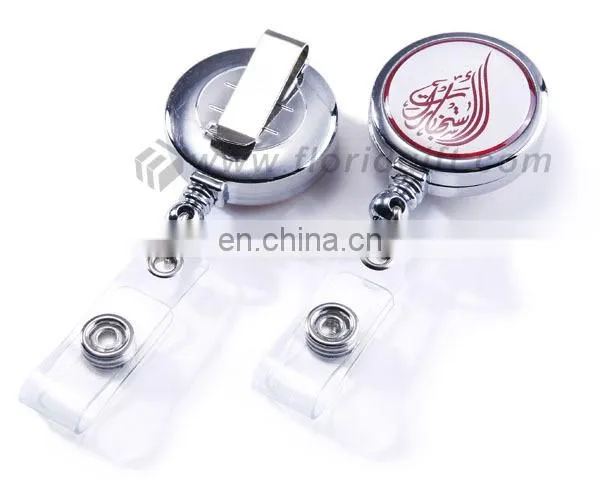 Metal retractable ID badge reel with reinforced PVC strap