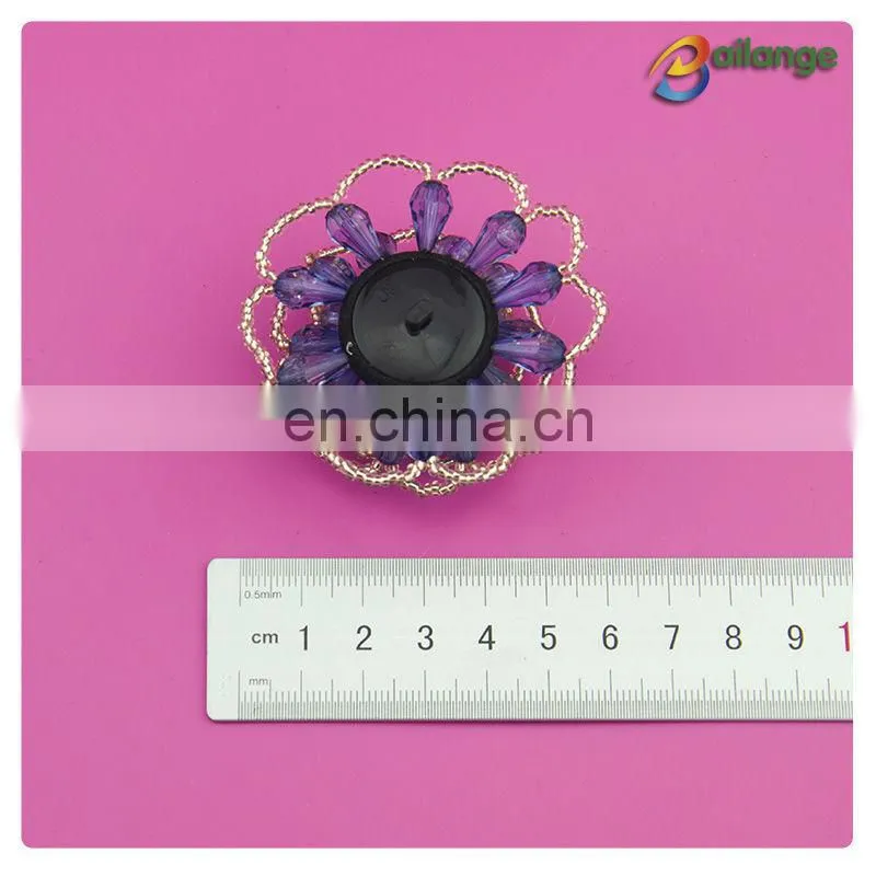 Handmade garment accessories beaded decorative women white shirt with black buttons