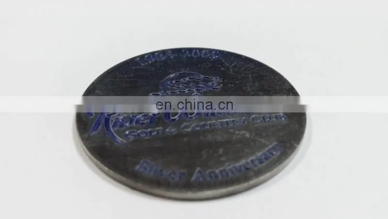 Golf Souvenir Iron Coin in Die Cast Process, Antique Silver Plating and Soft enamel technique