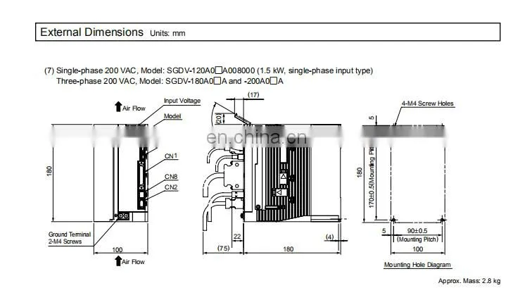 Yaskswa AC Direct Drive Servo Motors 2kw SGDV-200A01A For CNC Machine