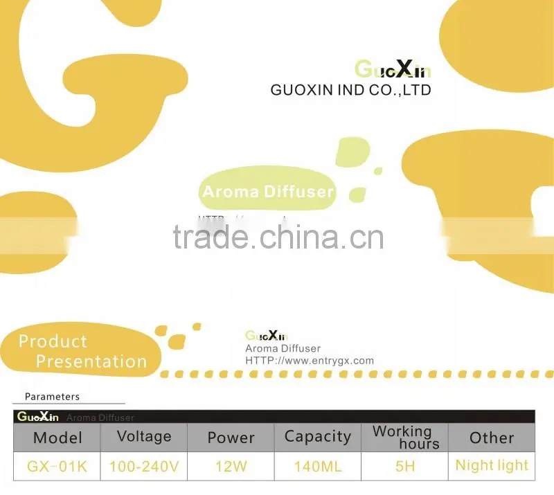 01k vivid yellow 2014 Fashion home decor scent diffuser